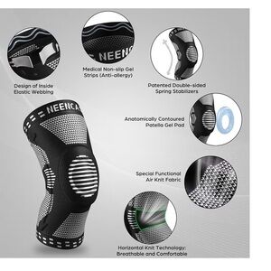 NEENCA Knee Brace Compression Support Patella Gel Pad & Side Stabilizer Size L